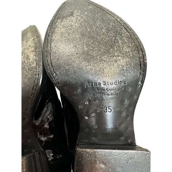 Acne studios gabby western short bootS black‎ patent leather size 35 $700 - Picture 7 of 7
